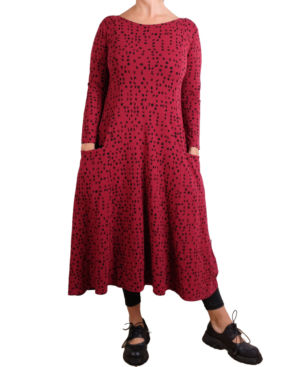 MXM Red and Black Dot Long Sleeve Dress