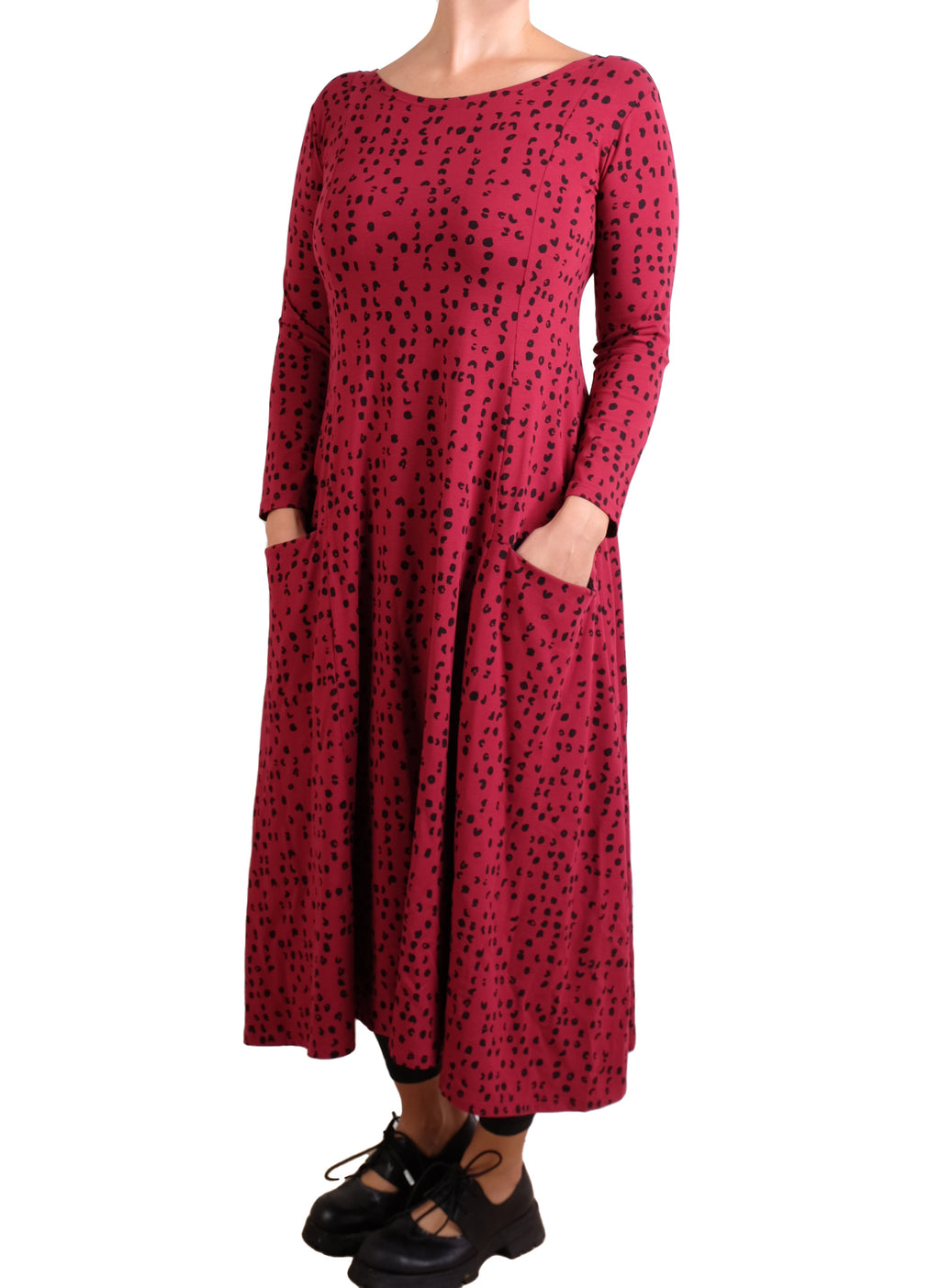 MXM Red and Black Dot Long Sleeve Dress