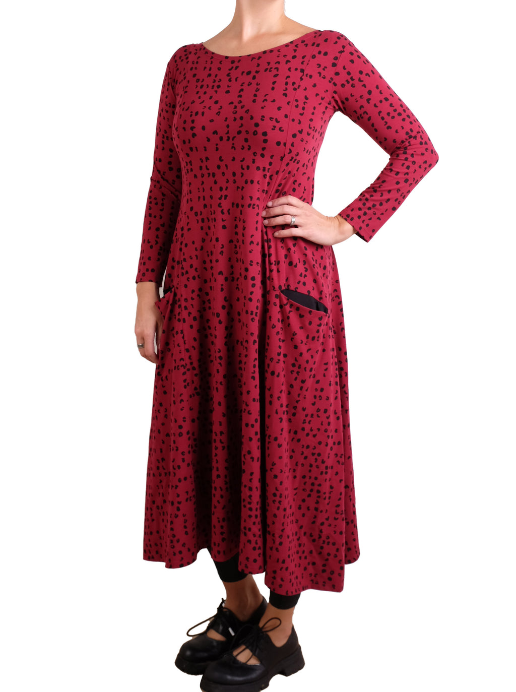 MXM Red and Black Dot Long Sleeve Dress