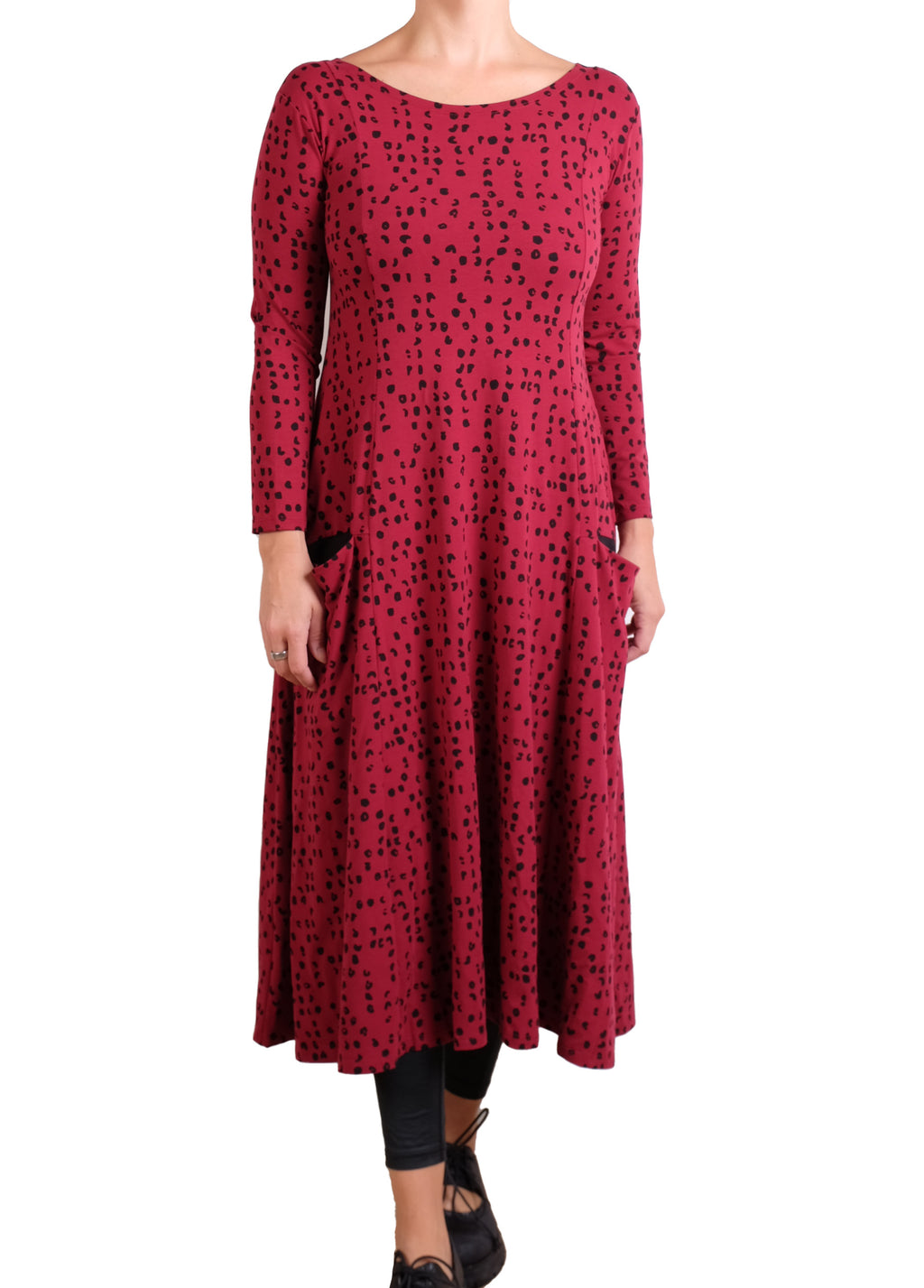 MXM Red and Black Dot Long Sleeve Dress