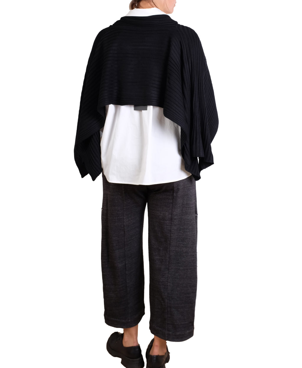 Haako Black Rib Knit Cape