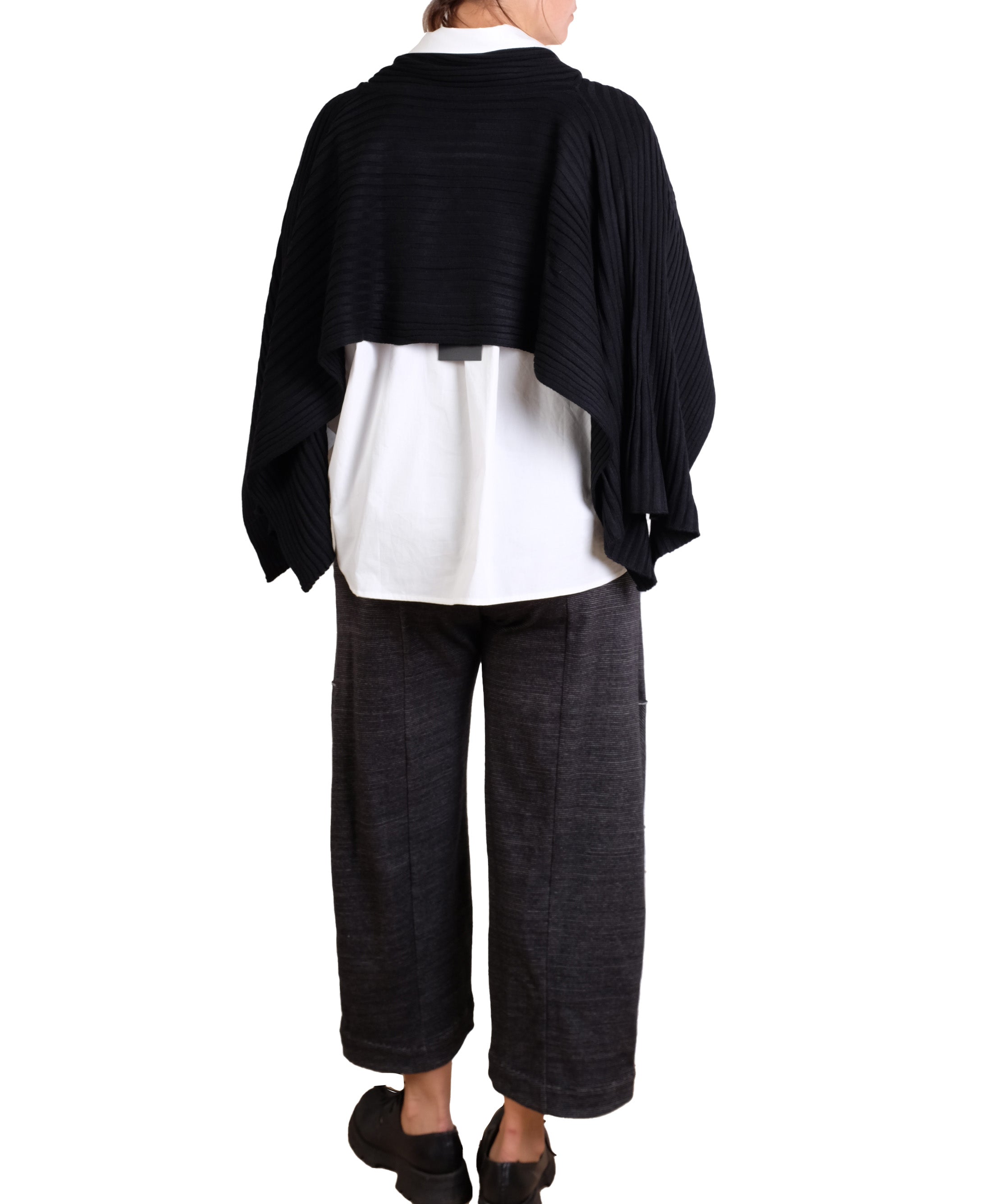 Haako Black Rib Knit Cape