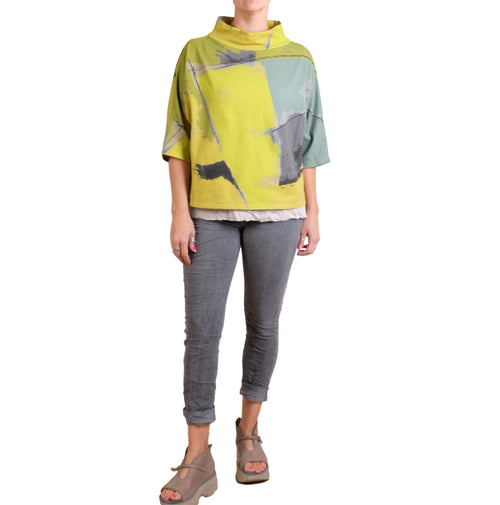 Andrea Geer One Size Funnel Top in Lime/Gray