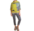 Andrea Geer One Size Funnel Top in Lime/Gray