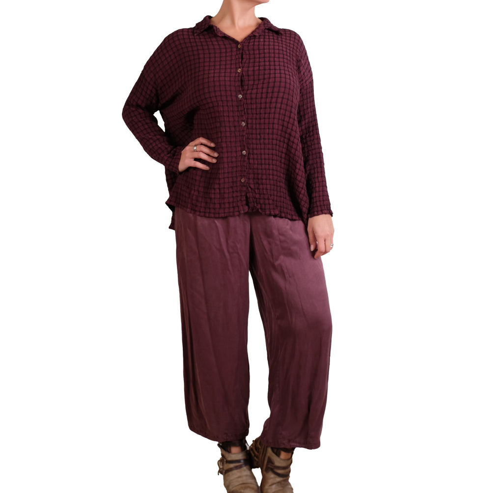 Cutloose Swing Shirt In Cinnabark Crinkle Plaid