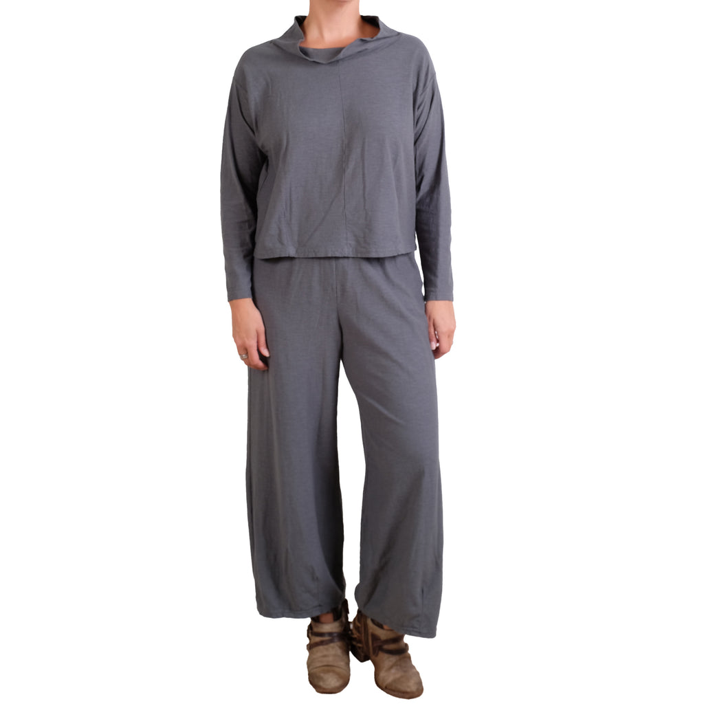 Cutloose Long Sleeve Cowl Top In Iron