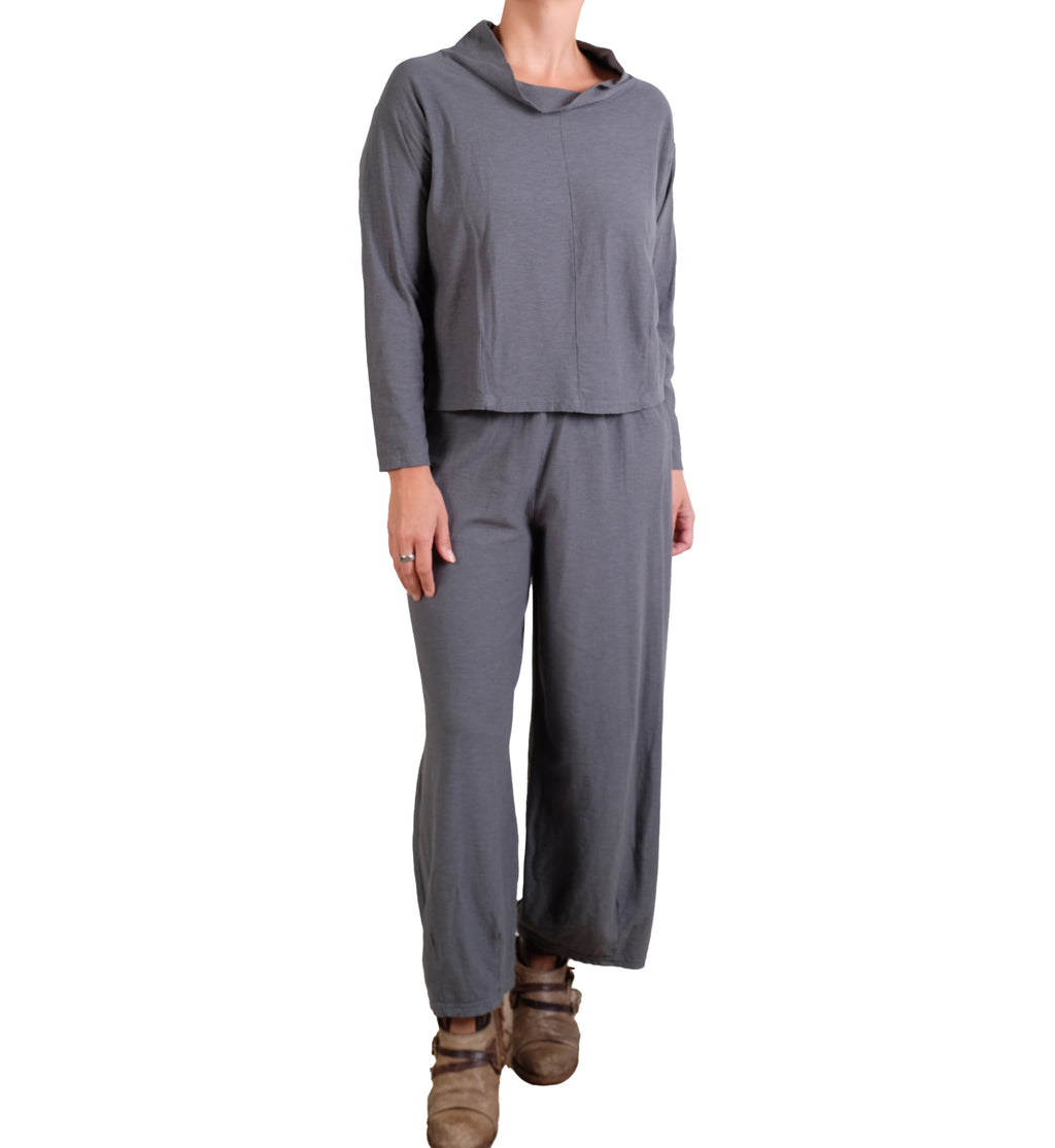 Cutloose Long Sleeve Cowl Top In Iron