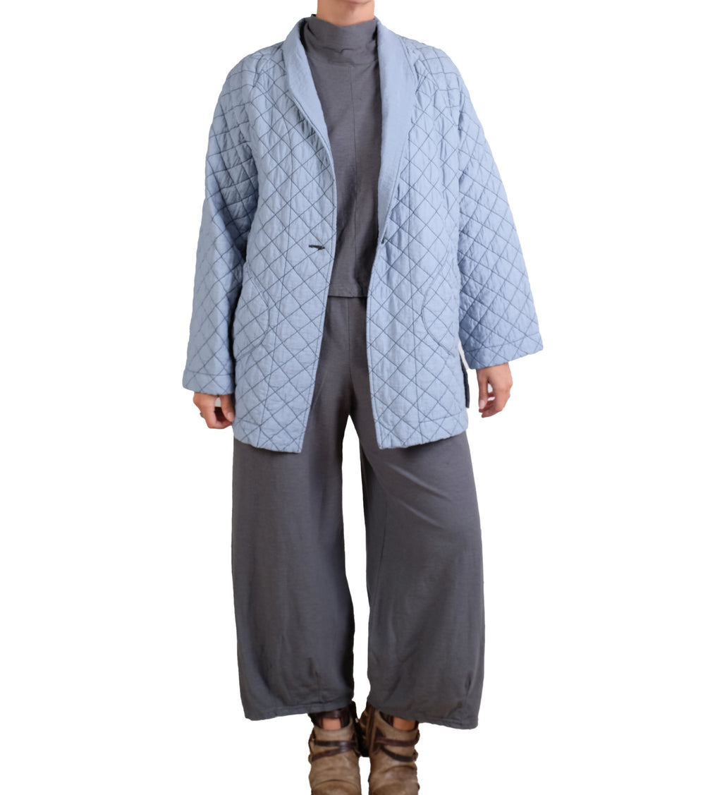 Cutloose Side Slit Quilted Parachute Coat in Chambray