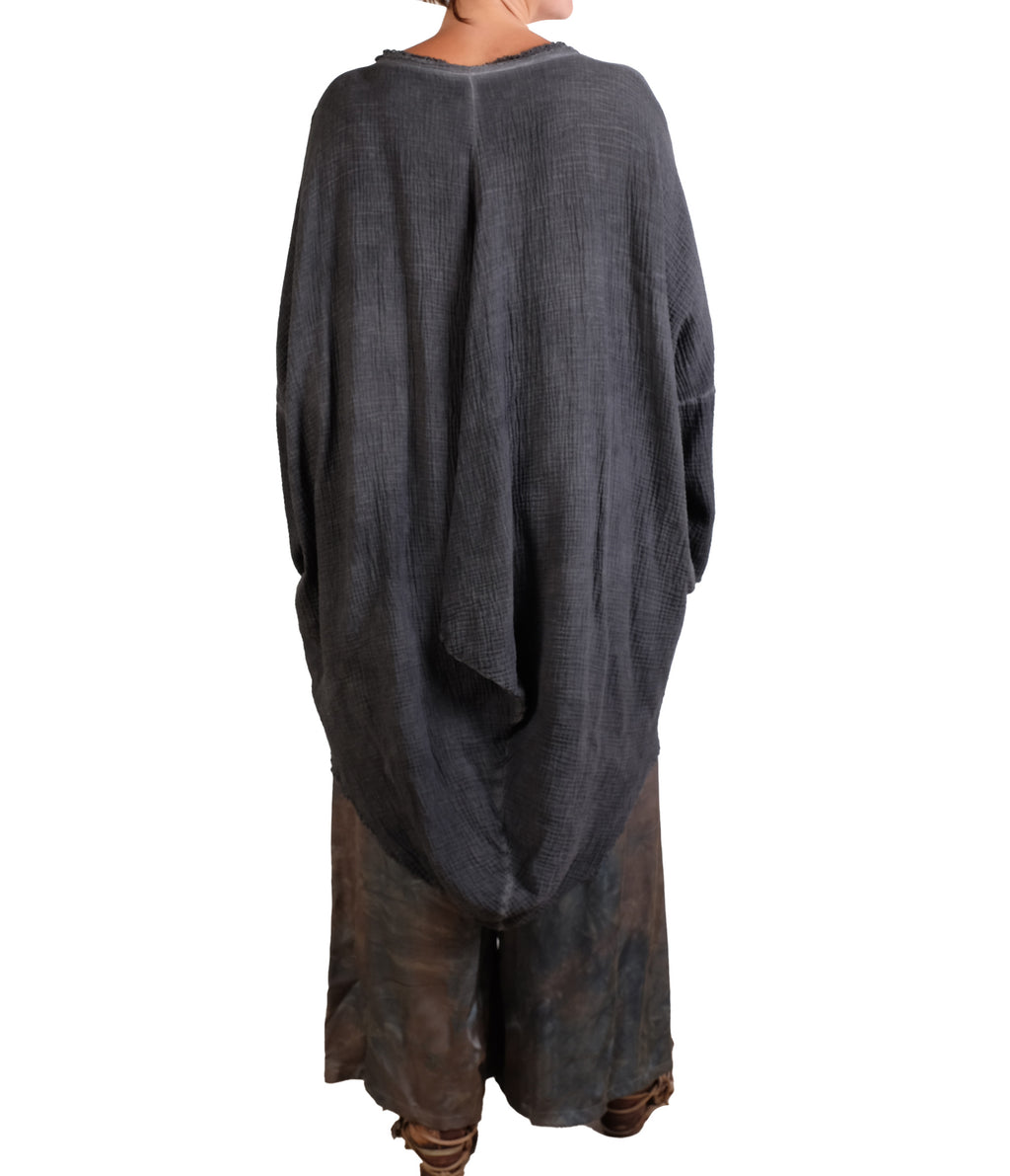 Sanctamuerte Grey Cotton Crinkle Tunic