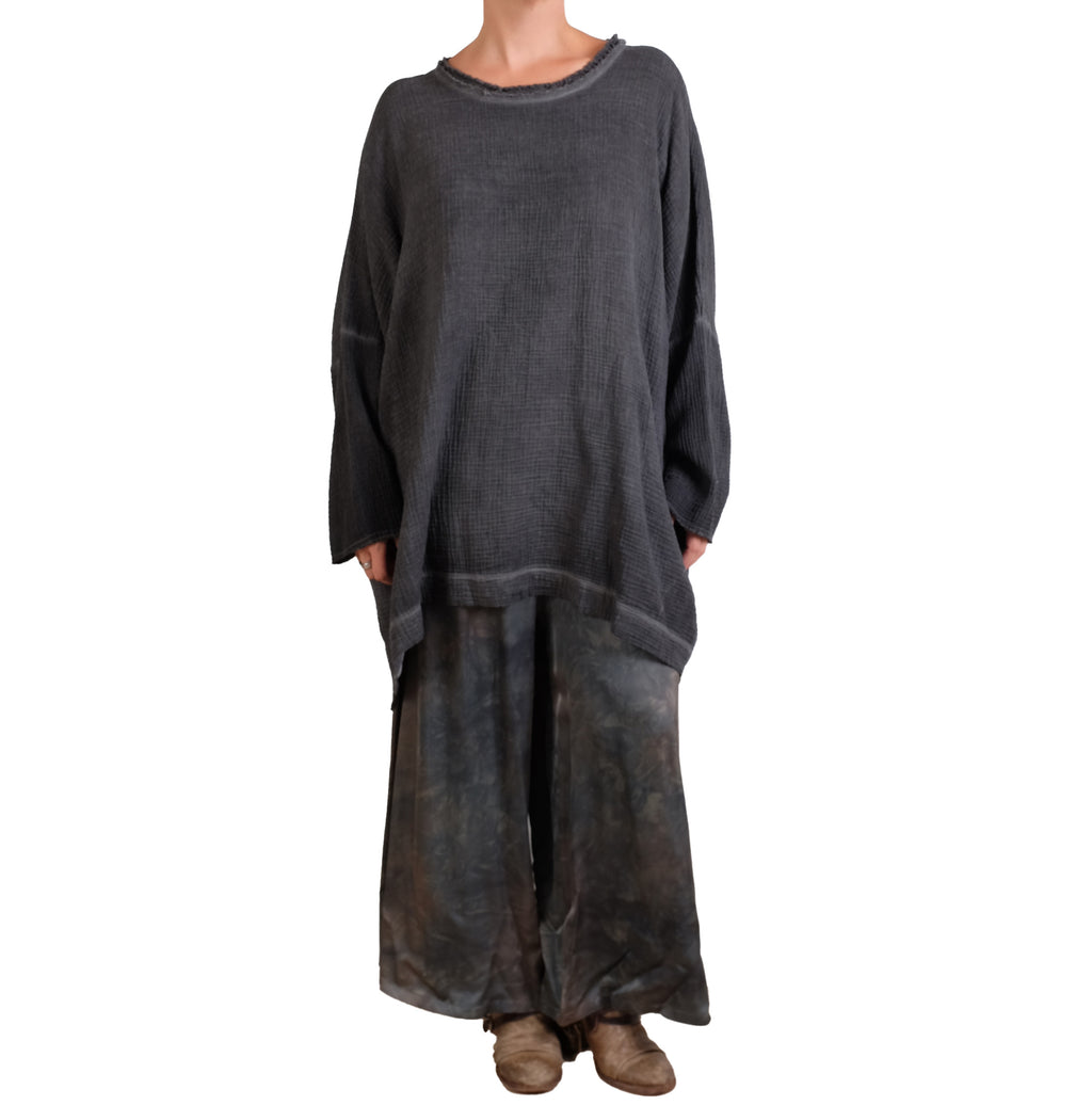 Sanctamuerte Grey Cotton Crinkle Tunic