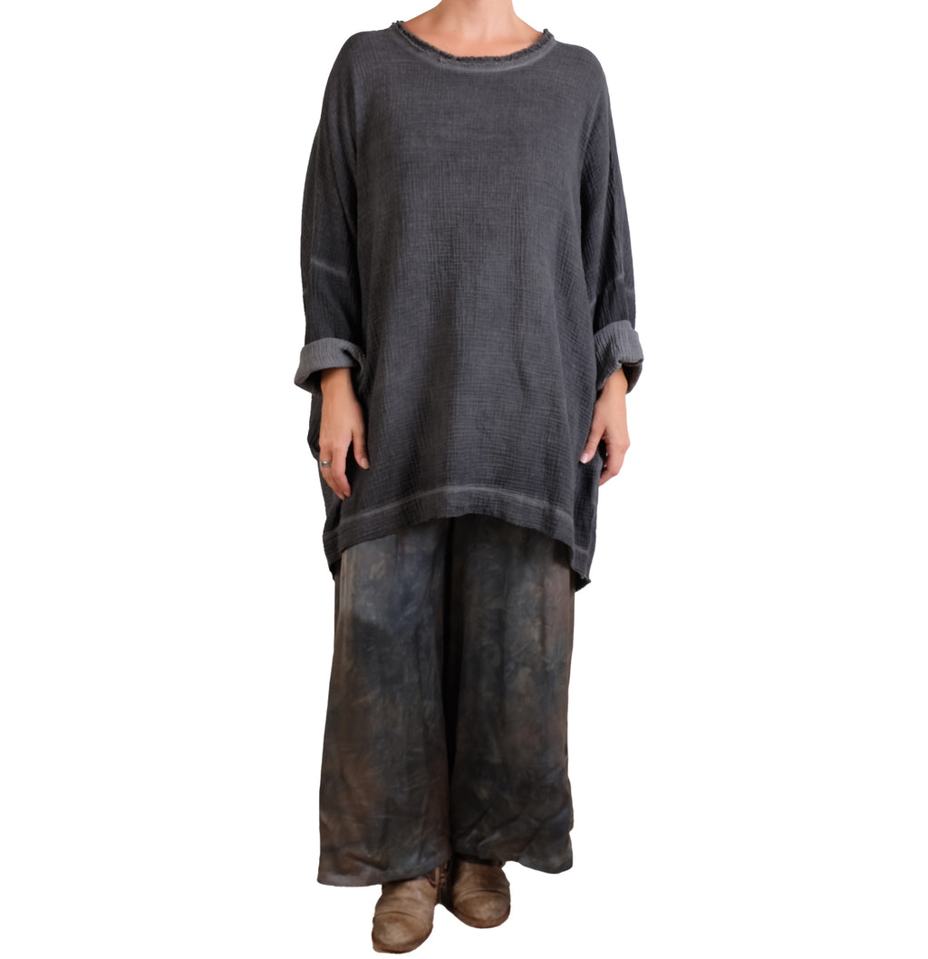Sanctamuerte Grey Cotton Crinkle Tunic