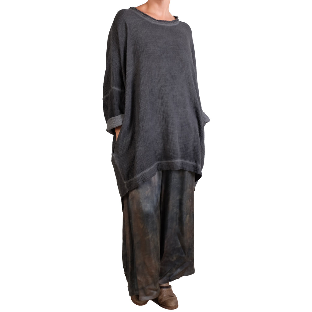 Sanctamuerte Grey Cotton Crinkle Tunic