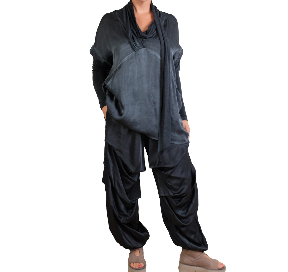 Sanctamuerte Ink Silky Draped Jogger