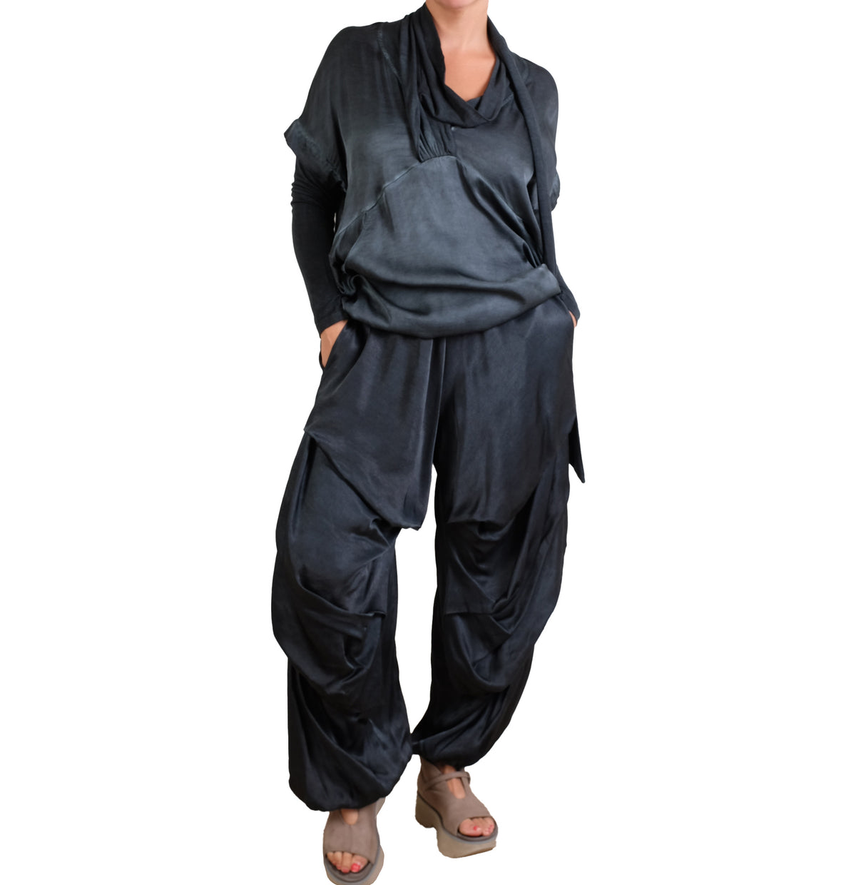 Sanctamuerte Ink Silky Draped Jogger