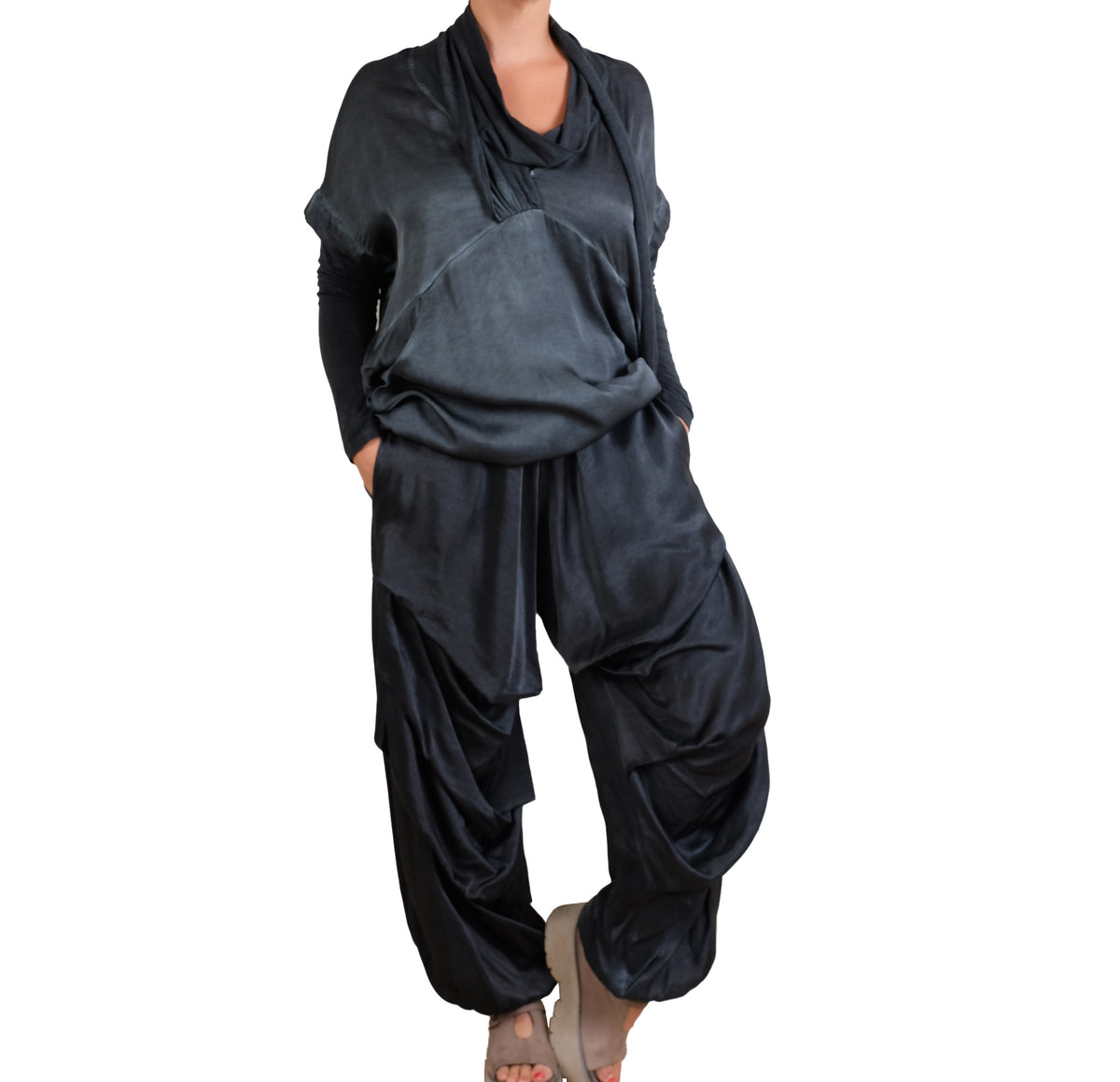 Sanctamuerte Ink Silky Draped Jogger