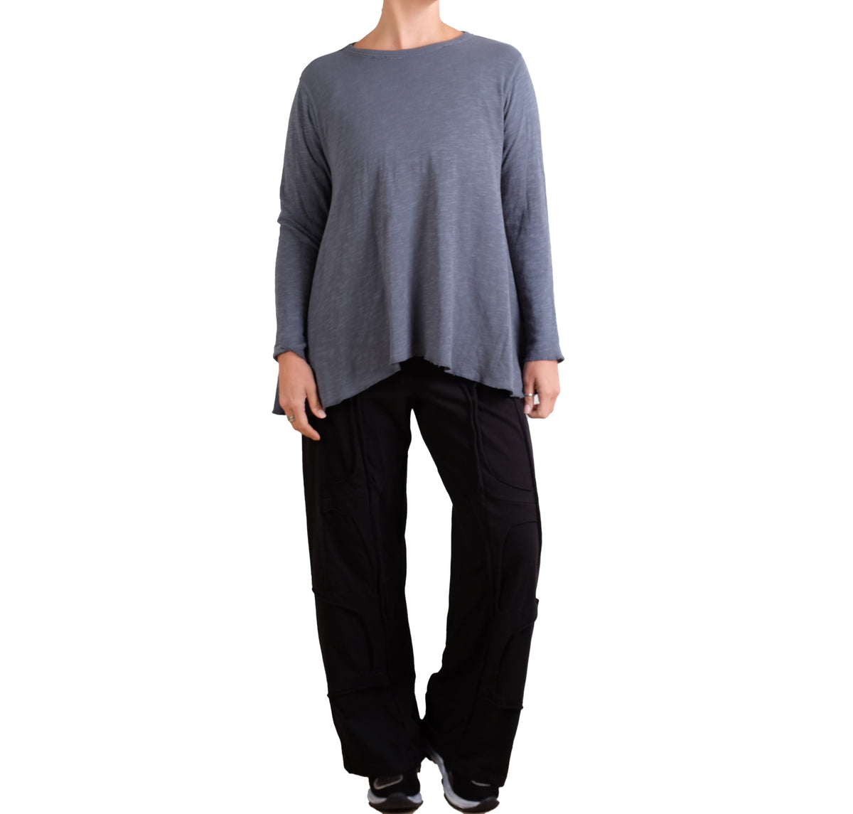Gerties Double Layer Long Angel Top In Dusty Denim