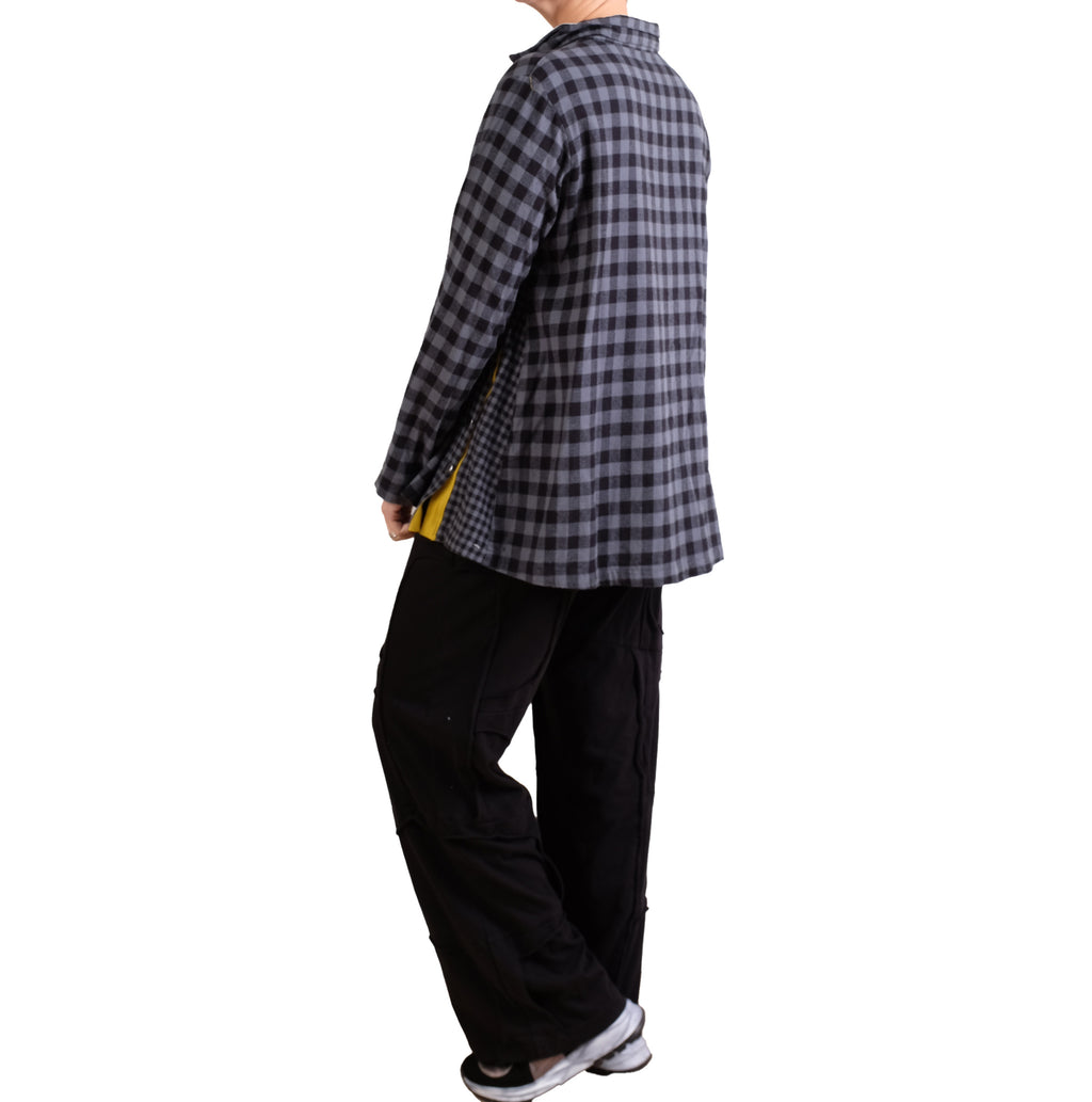 Gerties Check Placket Gusset Shirt in Dusty Denim