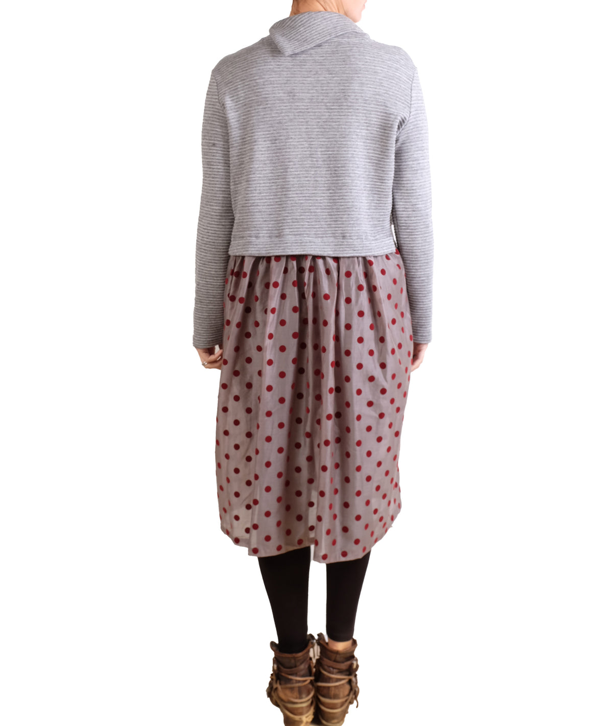 Gershon Bram Sweatshirt Dress with Flocked Dots
