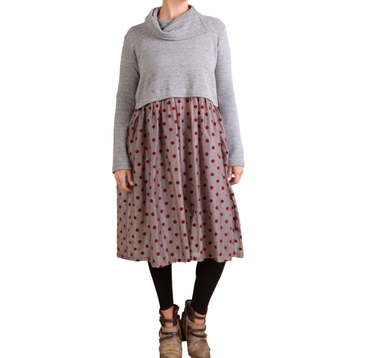 Gershon Bram Sweatshirt Dress with Flocked Dots