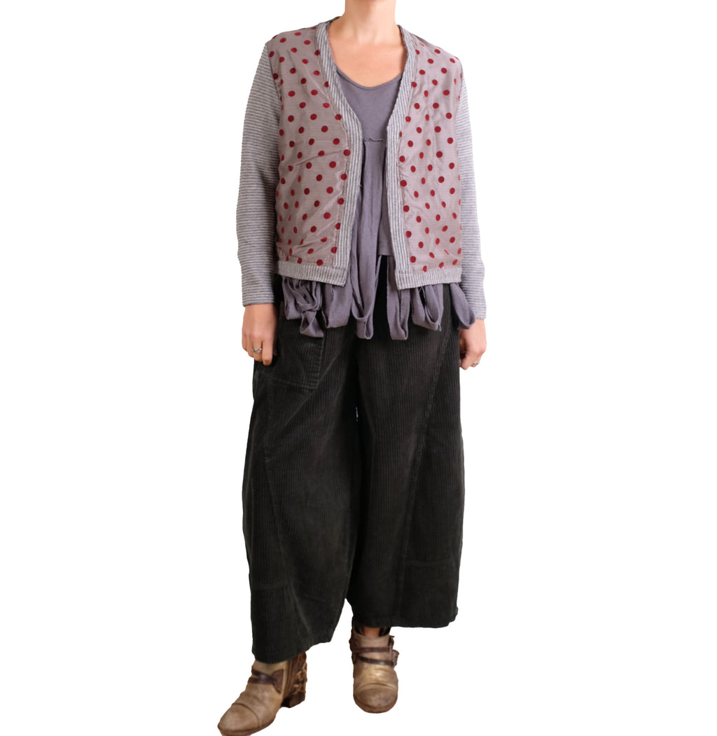 Gershon Bram Grey Polka Dot Cardigan