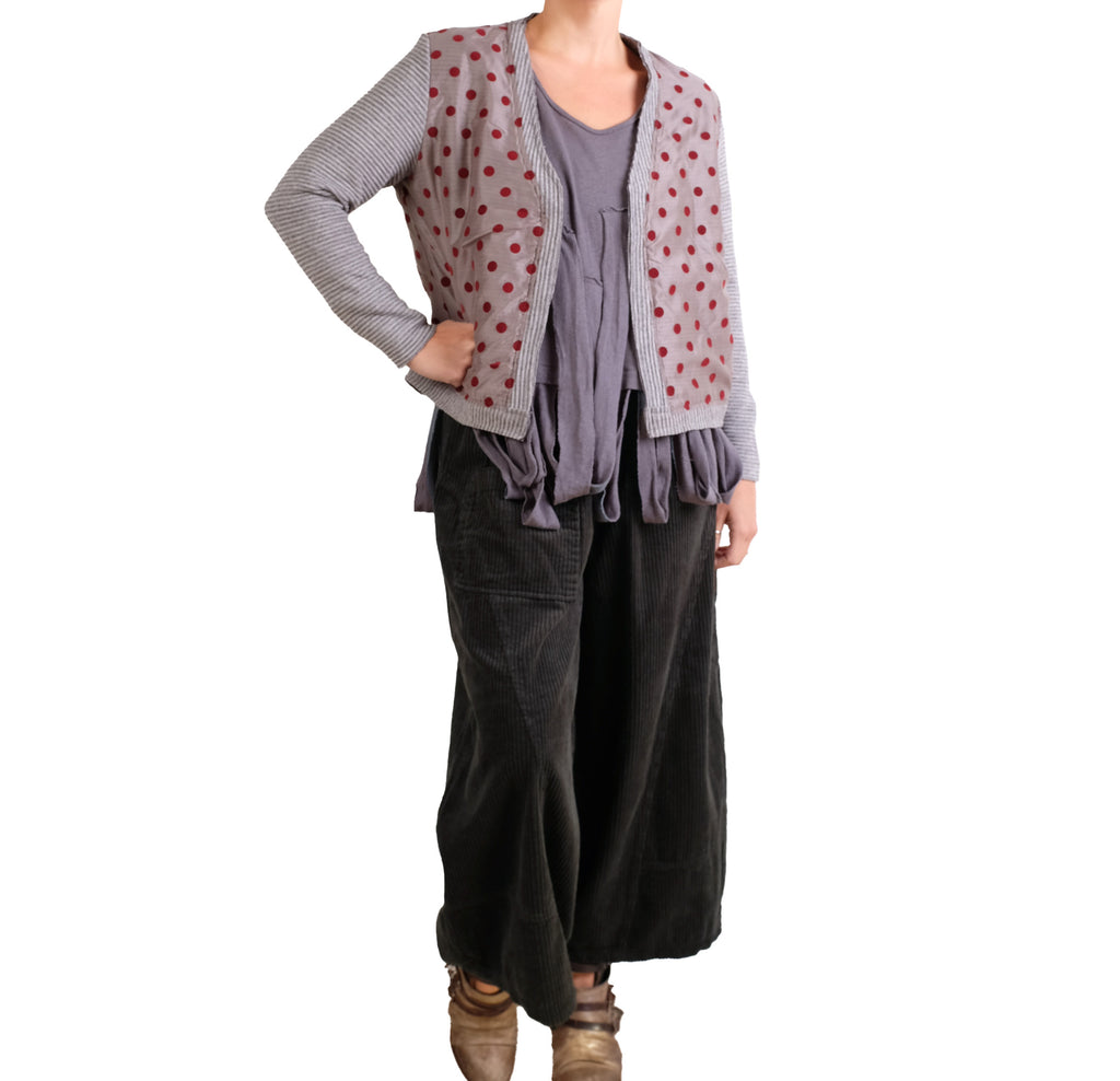 Gershon Bram Grey Polka Dot Cardigan