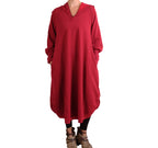 Bodil Sweatshirt Hooded Dress in Red