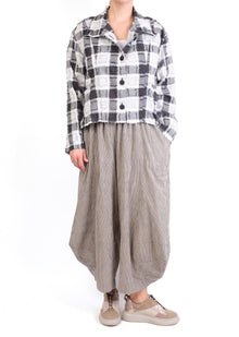  Dress To Kill White/Black Check Ragged Edge Crop Mock Welt Jacket