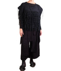 Loyko Black Knit Fringe Shawl