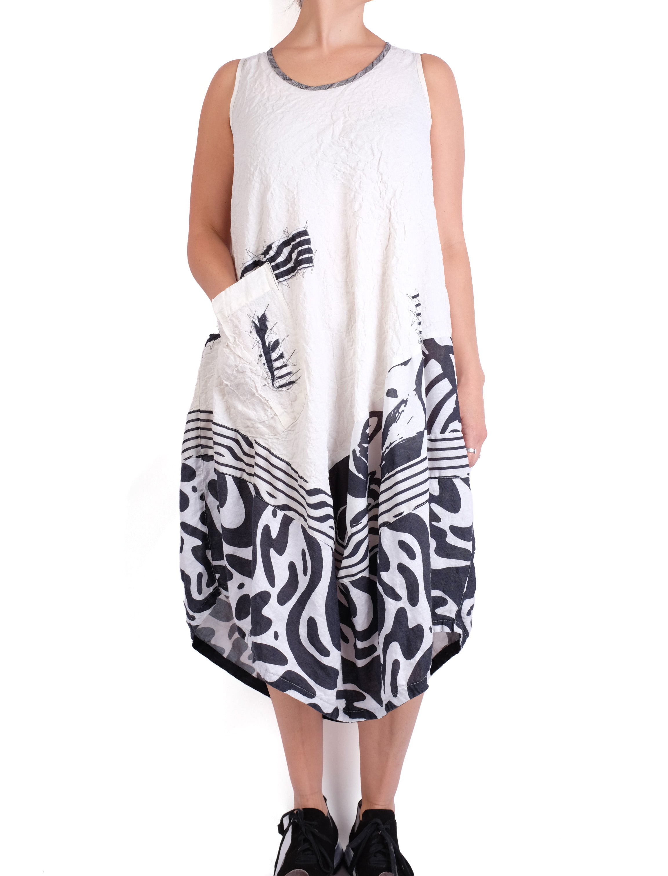 Mara Gibbucci White/Black Linen Dress