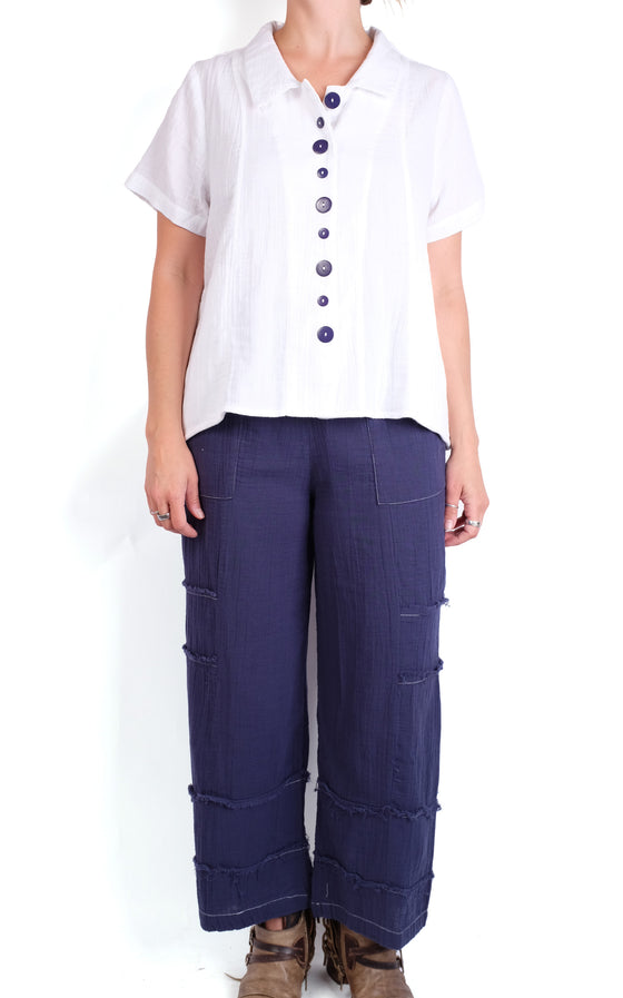 Tulip Moira Top in White/Navy
