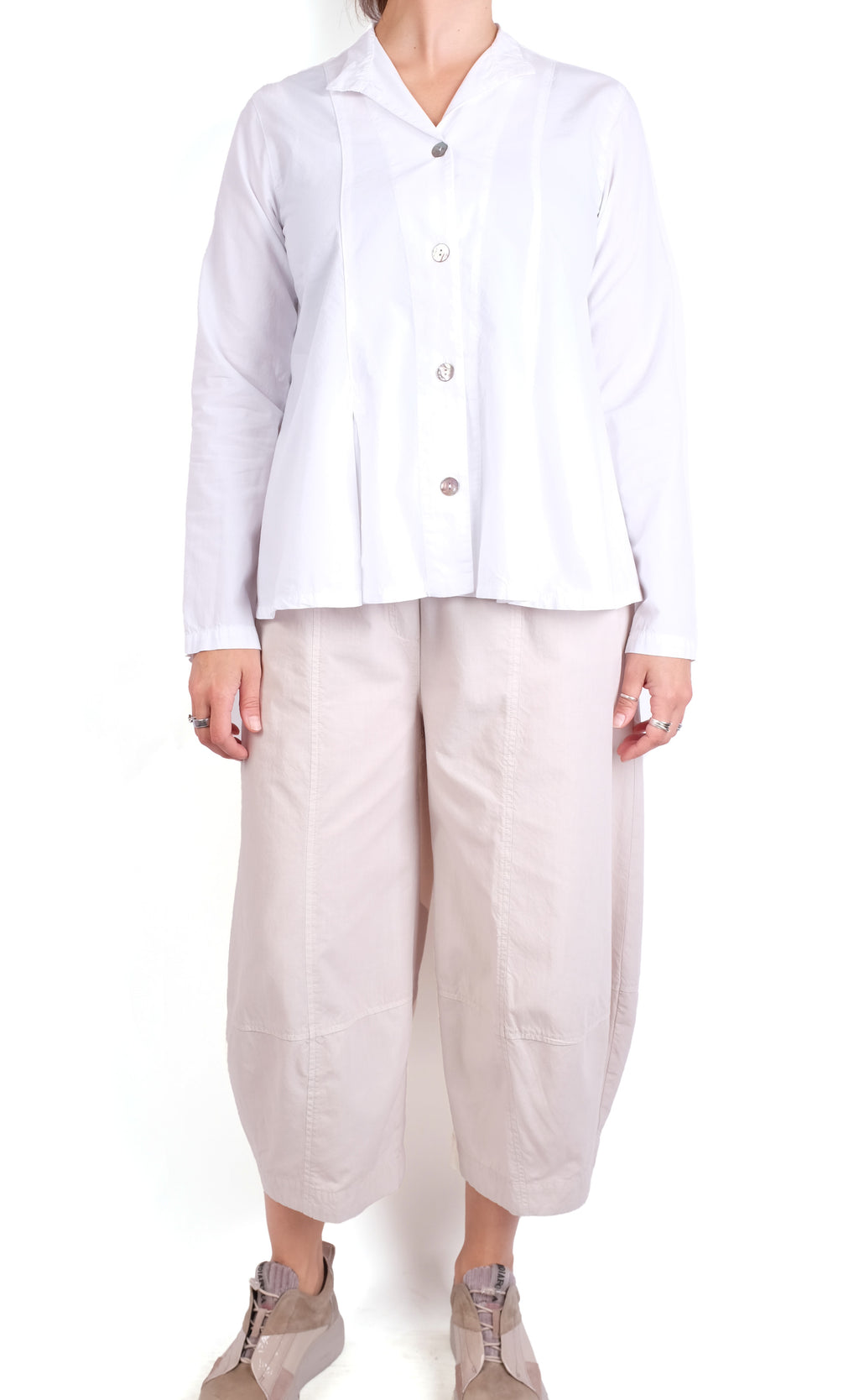 Gerties Inset Box Pleat Shirt in Chalk