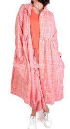 Dress To Kill Orange/Pink Plaid Hooded Duster