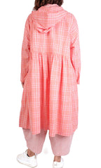 Dress To Kill Orange/Pink Plaid Hooded Duster