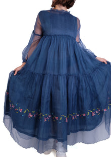  EKA Navy Overlay Embroidered Tiered Dress