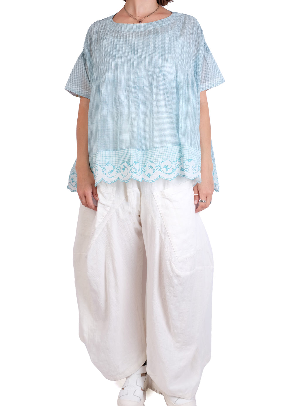 EKA Blue Smocked Top