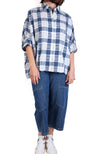 Dress To Kill Blue Ragged Check Balloon Cappy Shirt