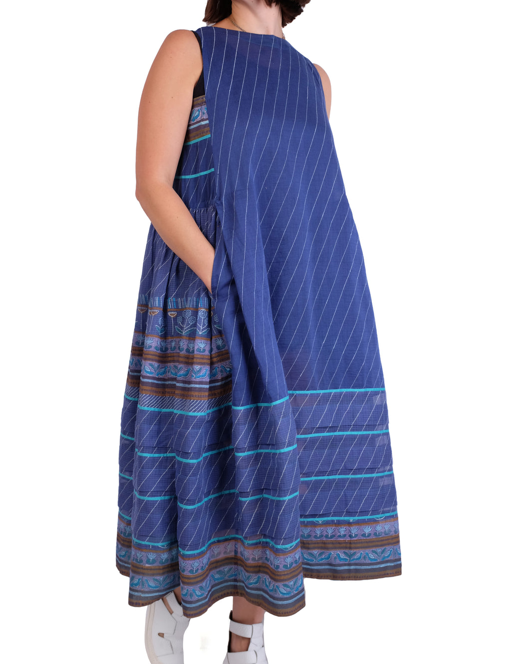 EKA Indigo Sleeveless Hand Painted Dress