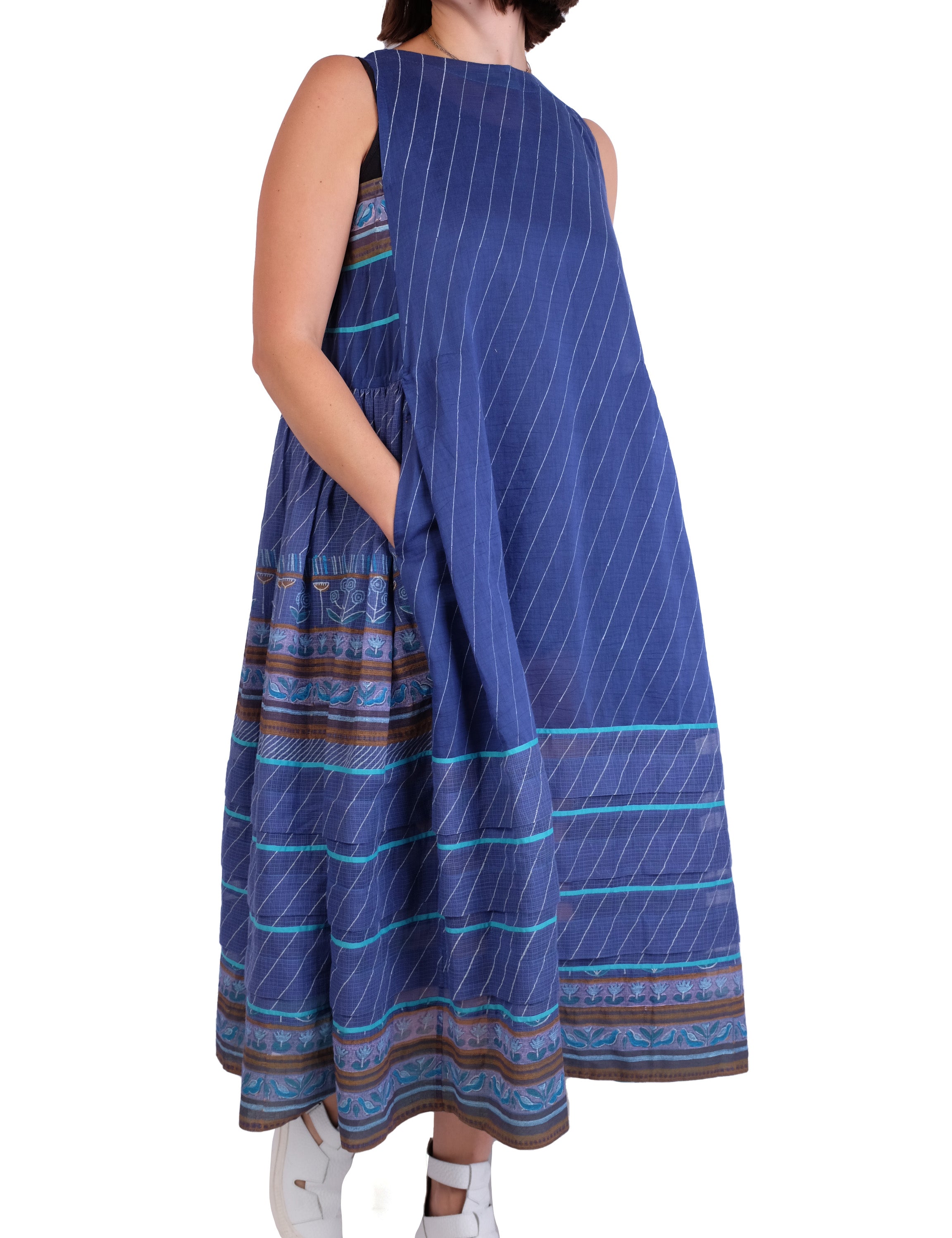 EKA Indigo Sleeveless Hand Painted Dress