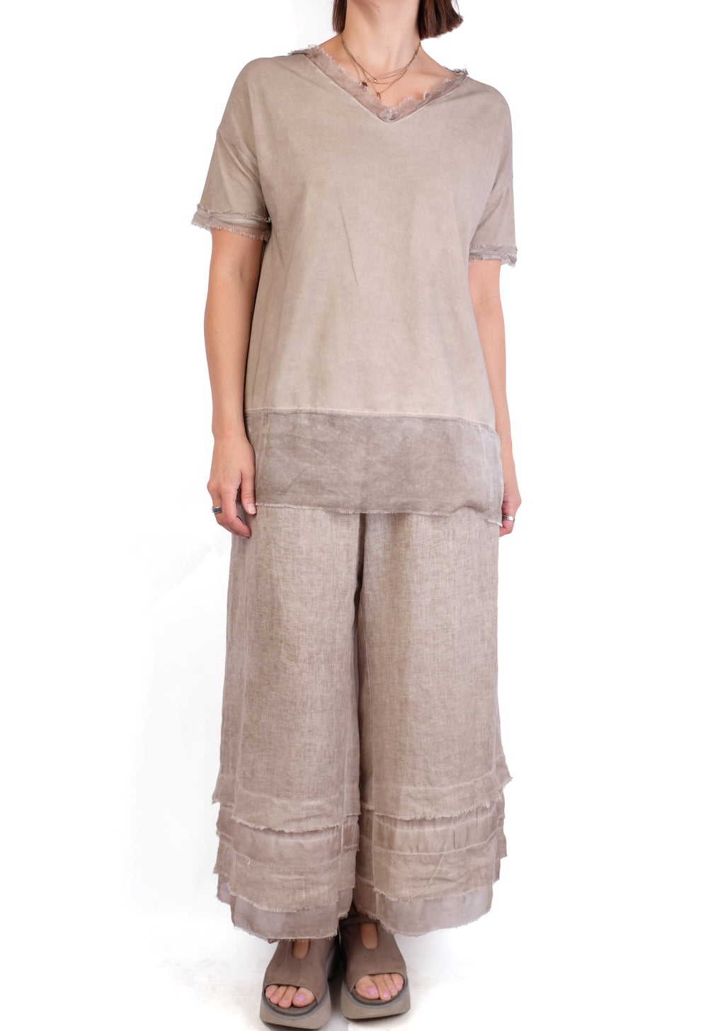 Sanctamuerte Sand Tee with Silk Hem