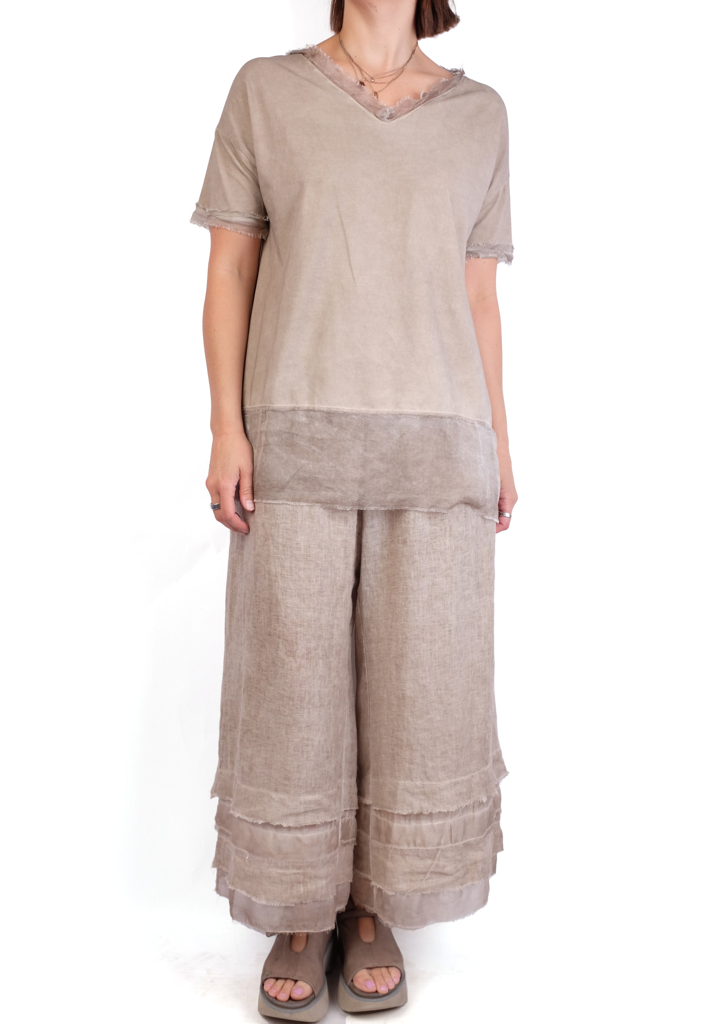 Sanctamuerte Sand Tee with Silk Hem