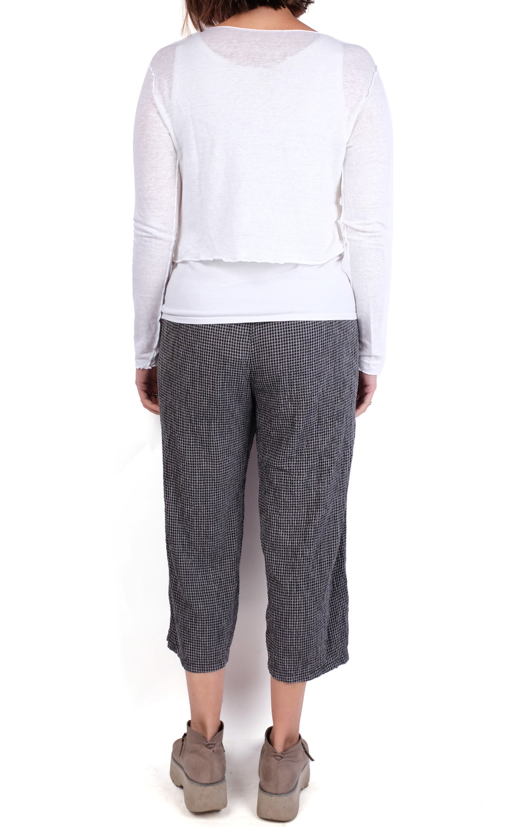 Cutloose Easy Crop Pant in Black Crinkle Check