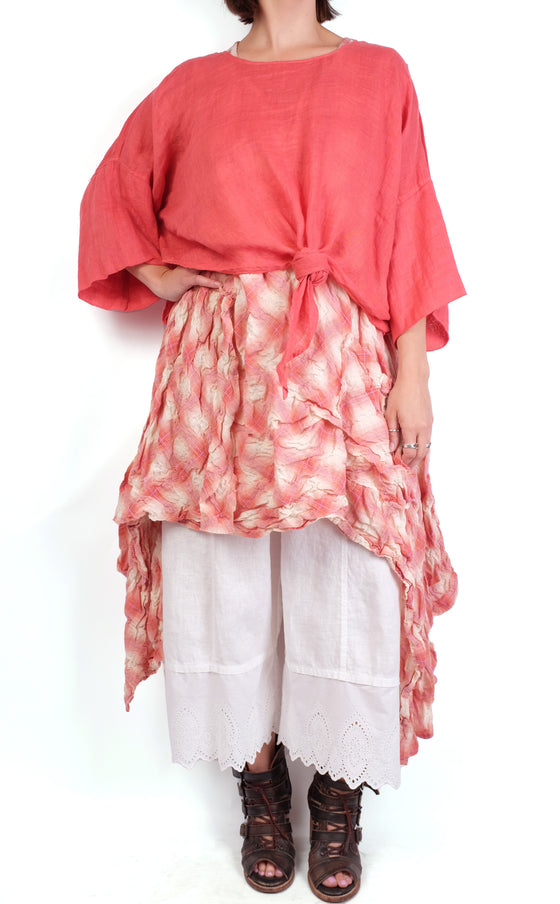Bodil Gauze Tie Crop in Coral