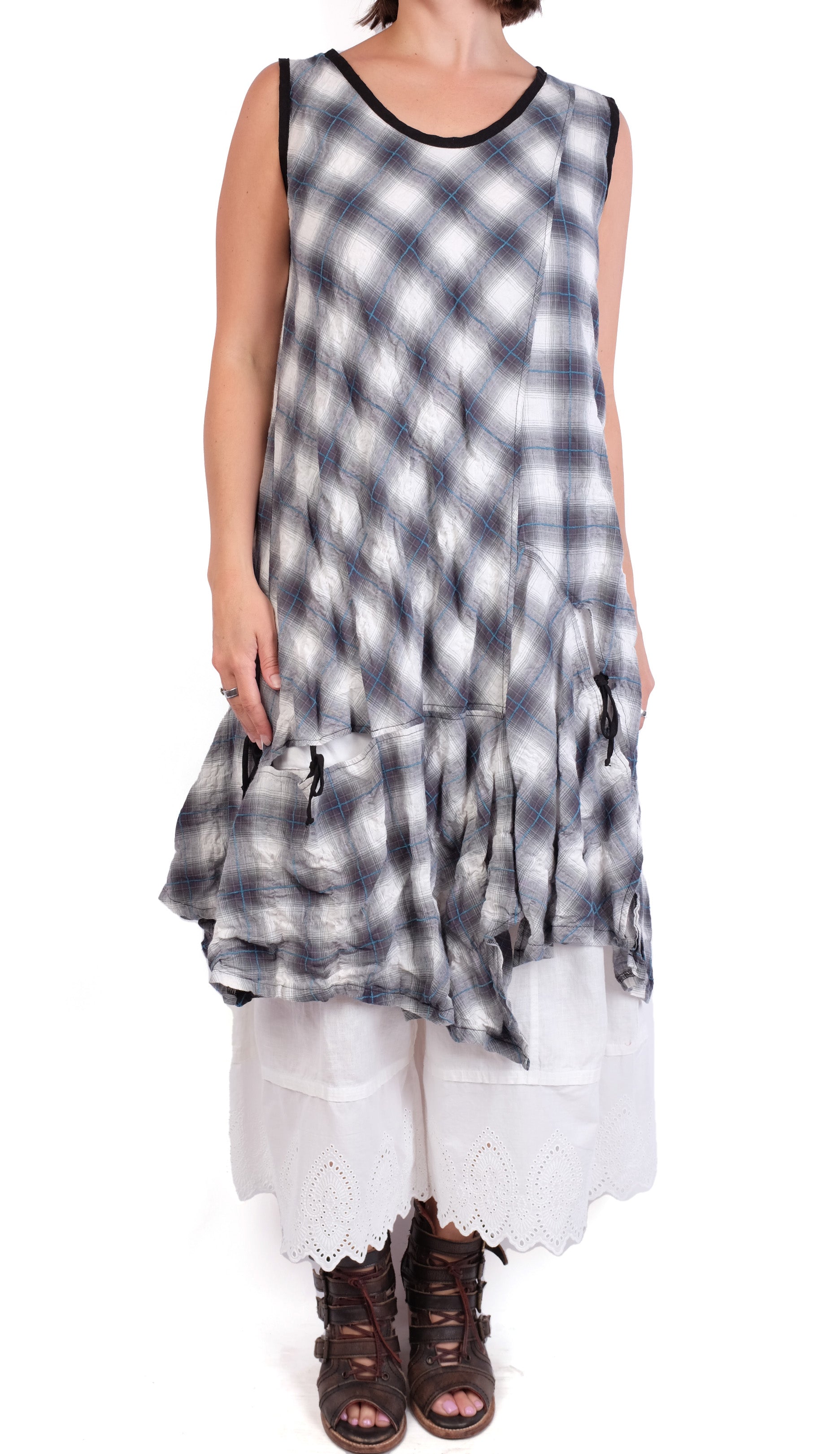 Bodil Short Dress with Ties in Midnight Small