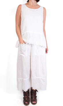  Bodil White Linen Eyelet New Pant
