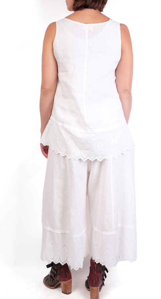 Bodil White Linen Eyelet New Pant