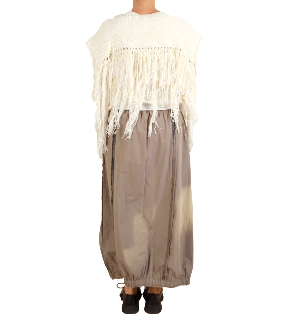 Loyko White Knit Fringe Shawl