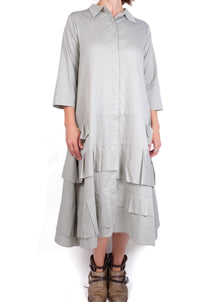  Matthildur Poplin Button Up Dress in Oceam