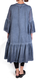 Baci Layered Hi Low Ruffle Duster in Indigo