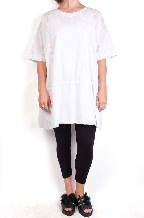 Baci Ribbed Mixed Material Tunic in Ice
