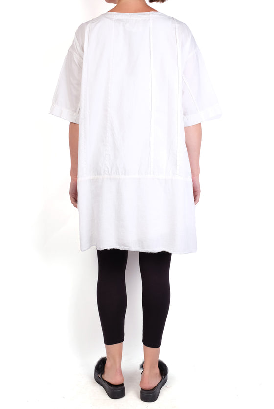 Baci Ribbed Mixed Material Tunic in Ice